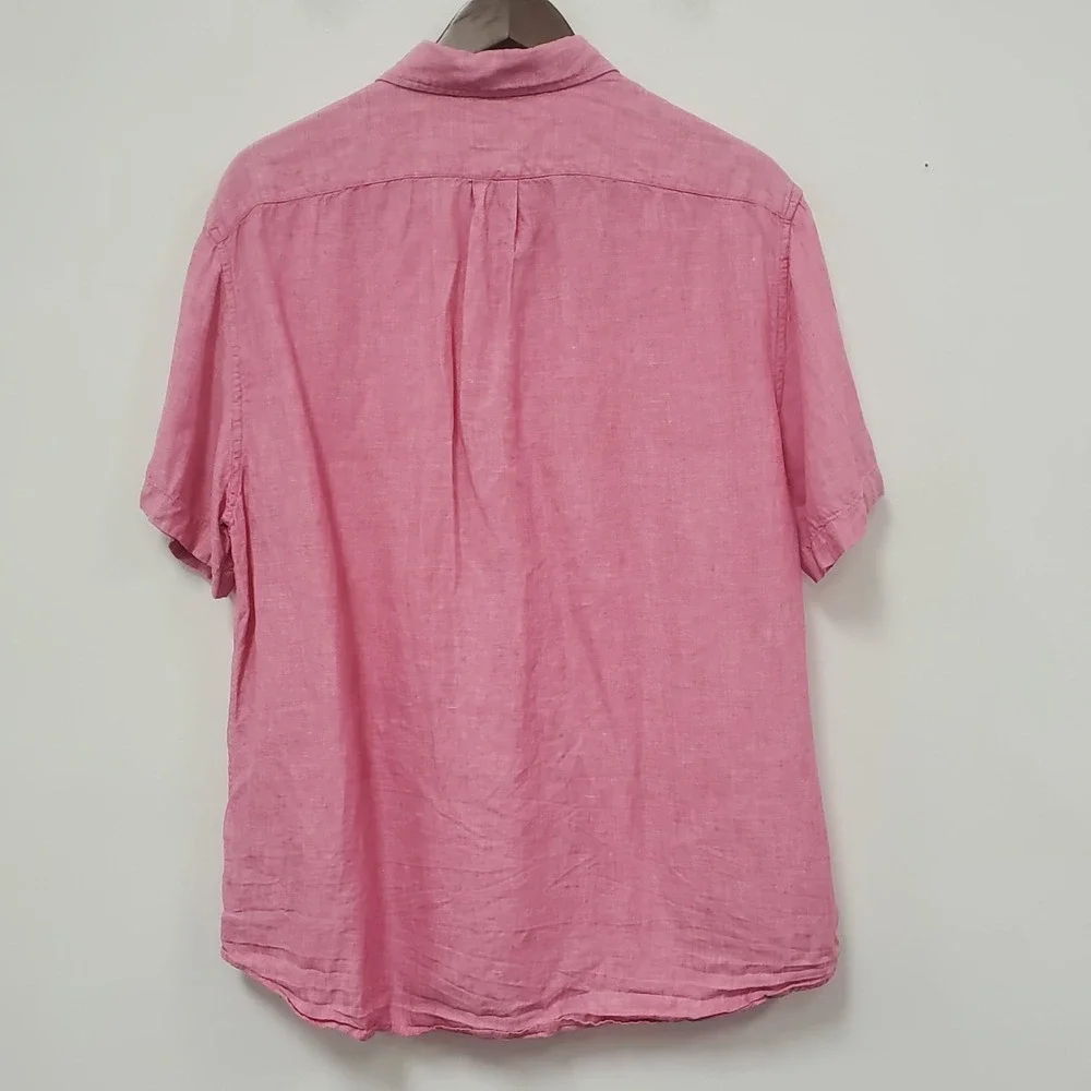 J Crew Baird Mcnutt Mens Classic Fit Button Up Linen Shirt Size XL Pink BE546